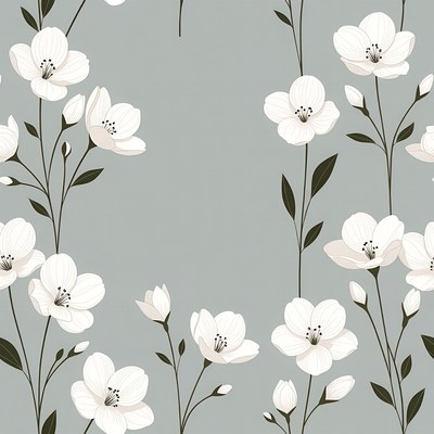 White Flowers Seamless Pattern