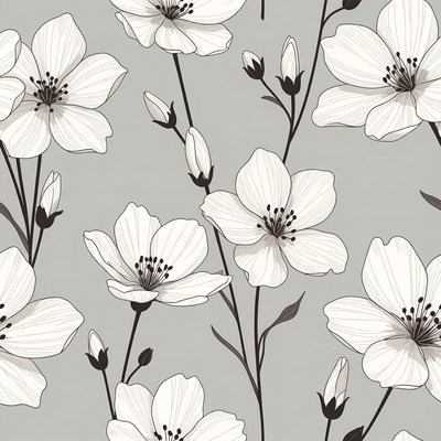 White Flowers Seamless Pattern