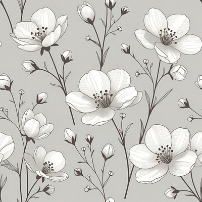 White Floral Seamless Pattern