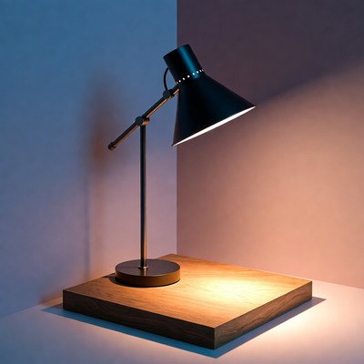 Black Adjustable Desk Lamp on Wood