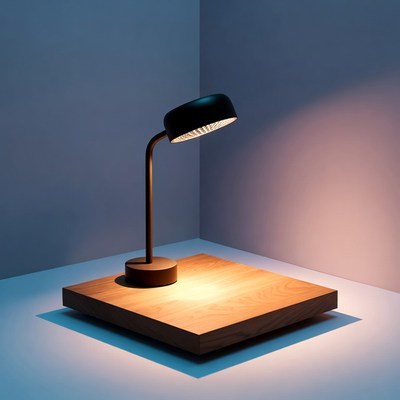 Black Modern Desk Lamp on Wood Base