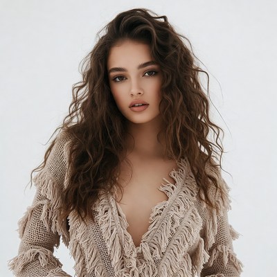 Woman in fringed dress portrait