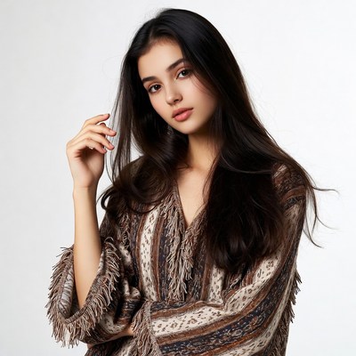 Young woman with long black hair