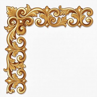 Golden Ornate Corner Border Illustration