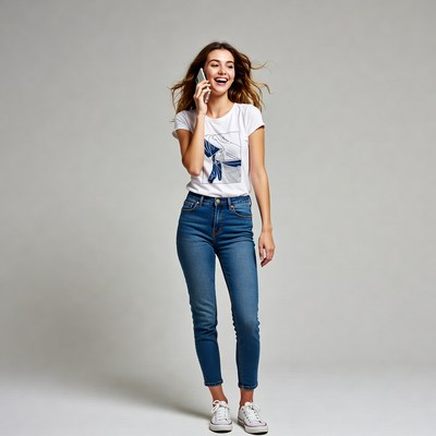 Smiling woman talking on phone