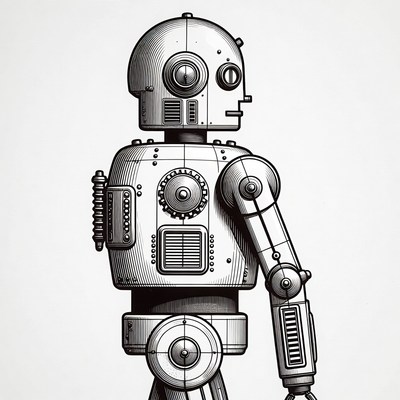Vintage robot illustration side view