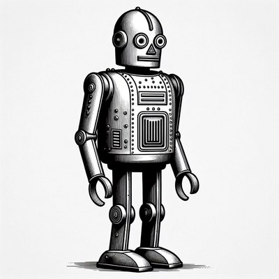 Vintage Silver Robot Standing