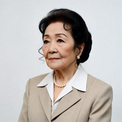 Elderly Asian woman in suit