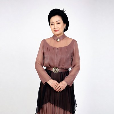 Asian elderly woman in elegant dress