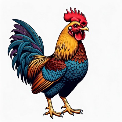 Colorful Rooster Illustration