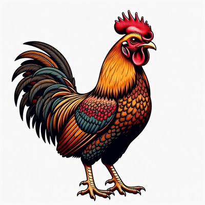 Colorful Rooster Illustration Standing