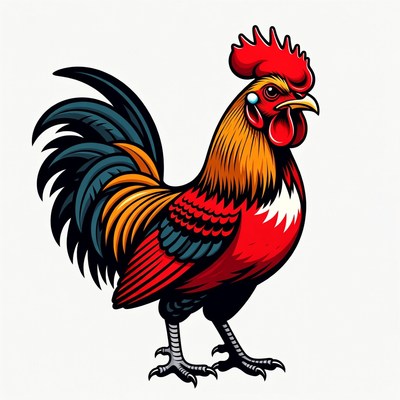 Colorful Rooster Illustration