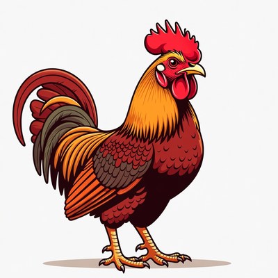Colorful Rooster Illustration Standing