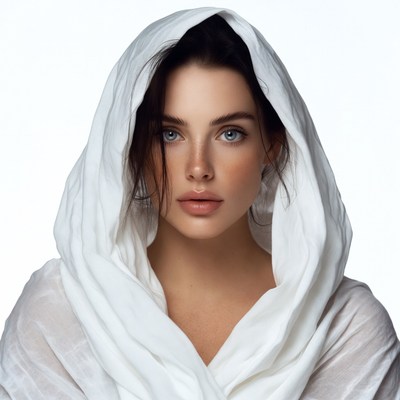 Woman in white hood