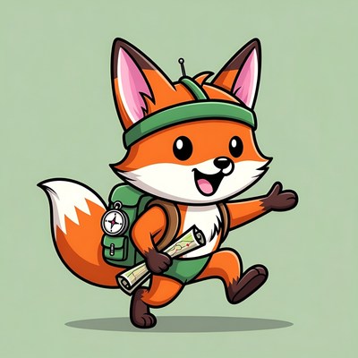 Cartoon Fox Explorer with Map