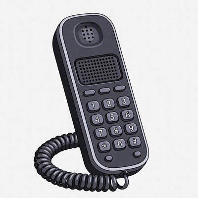 Black Corded Phone Illustration