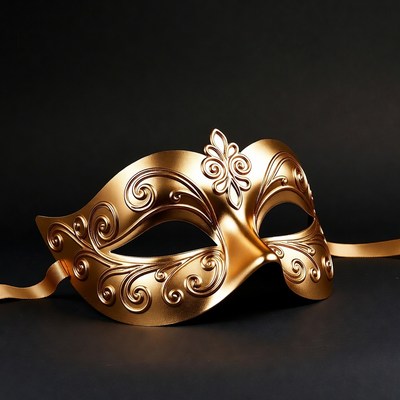 Golden ornate masquerade mask