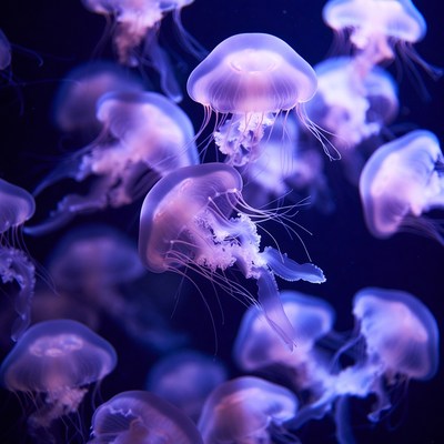 Purple Jellyfish Swimming in Dark Water
