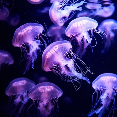 Glowing Purple Jellyfish Cluster