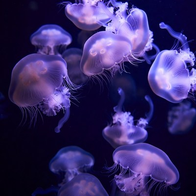 Glowing Purple Jellyfish Cluster