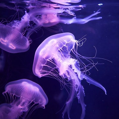 Purple jellyfish floating underwater