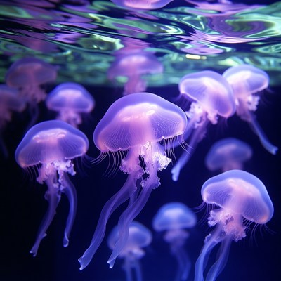 Purple Jellyfish Swimming Underwater