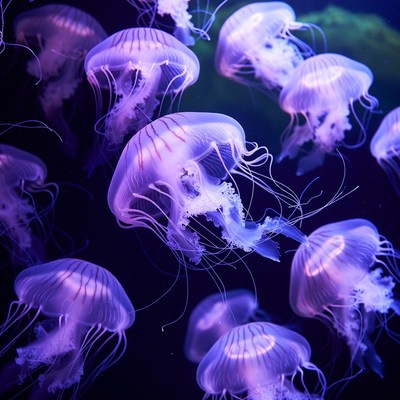 Glowing Purple Jellyfish in Dark Water
