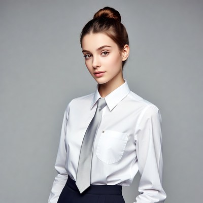 Woman in white shirt and tie