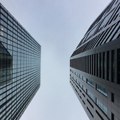 Tall Glass Skyscrapers from Below