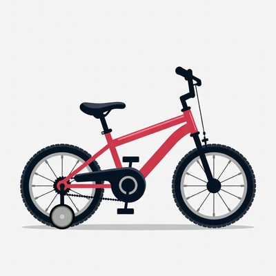 Red Kids Bicycle with Training Wheels