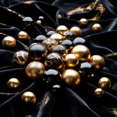 Black and Gold Orbs on Velvet