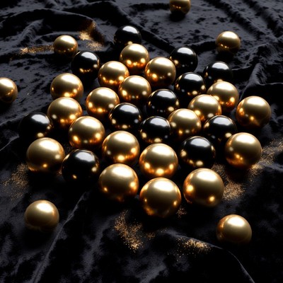 Gold and Black Balls on Velvet