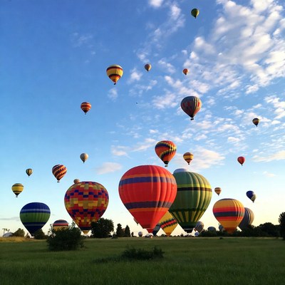 Colorful Hot Air Balloons in Sky