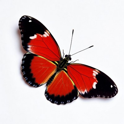 Red Postman Butterfly on white background