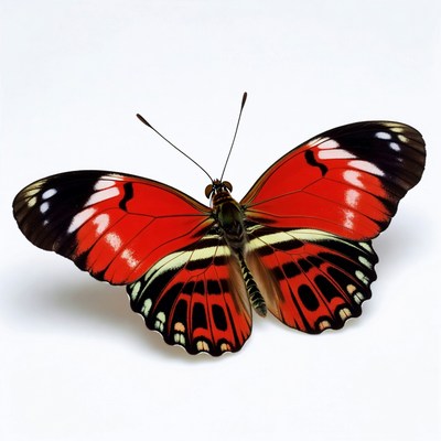 Red Postman Butterfly on White Background