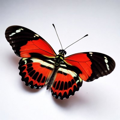 Red Morpho Butterfly on White Background