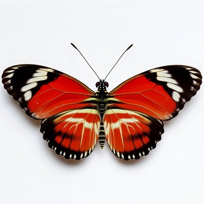 Red Admiral Butterfly on White Background
