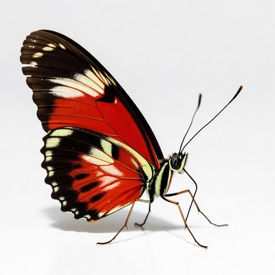Red butterfly with white wings