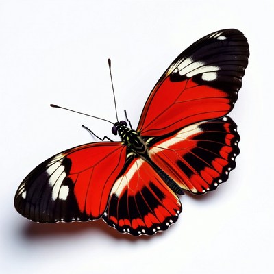 Red Postman Butterfly on white background