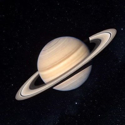 Saturn with rings in space