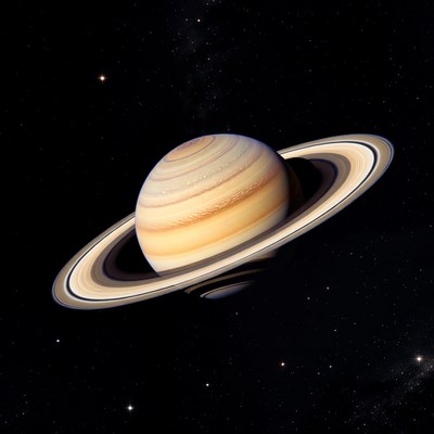 Saturn with rings in space