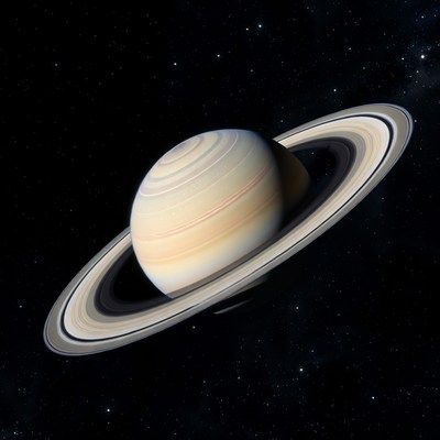 Saturn with rings in space