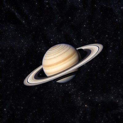Saturn with rings in space