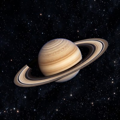 Saturn with rings in space