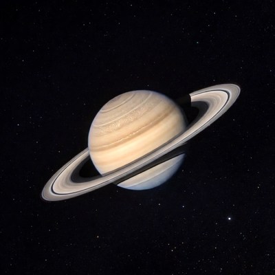 Saturn with rings in space