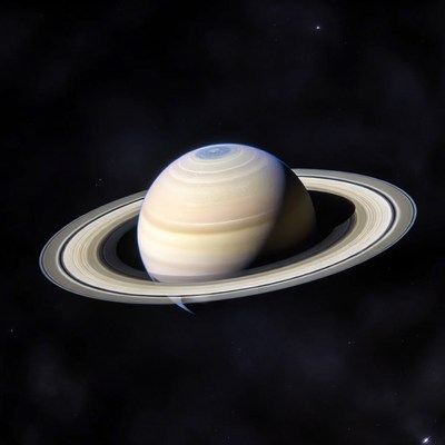 Saturn with rings in space