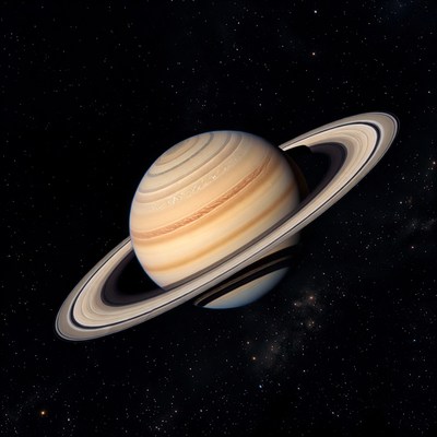 Saturn with rings in space
