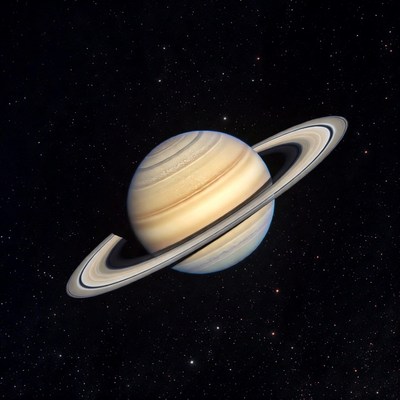 Saturn with rings in space