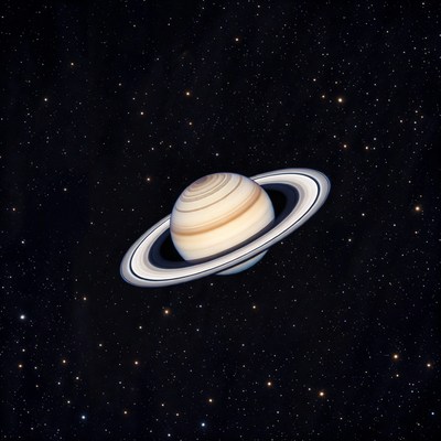 Saturn with rings in starry space