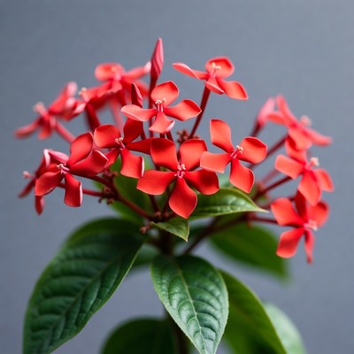 Red Ixora Flower Cluster